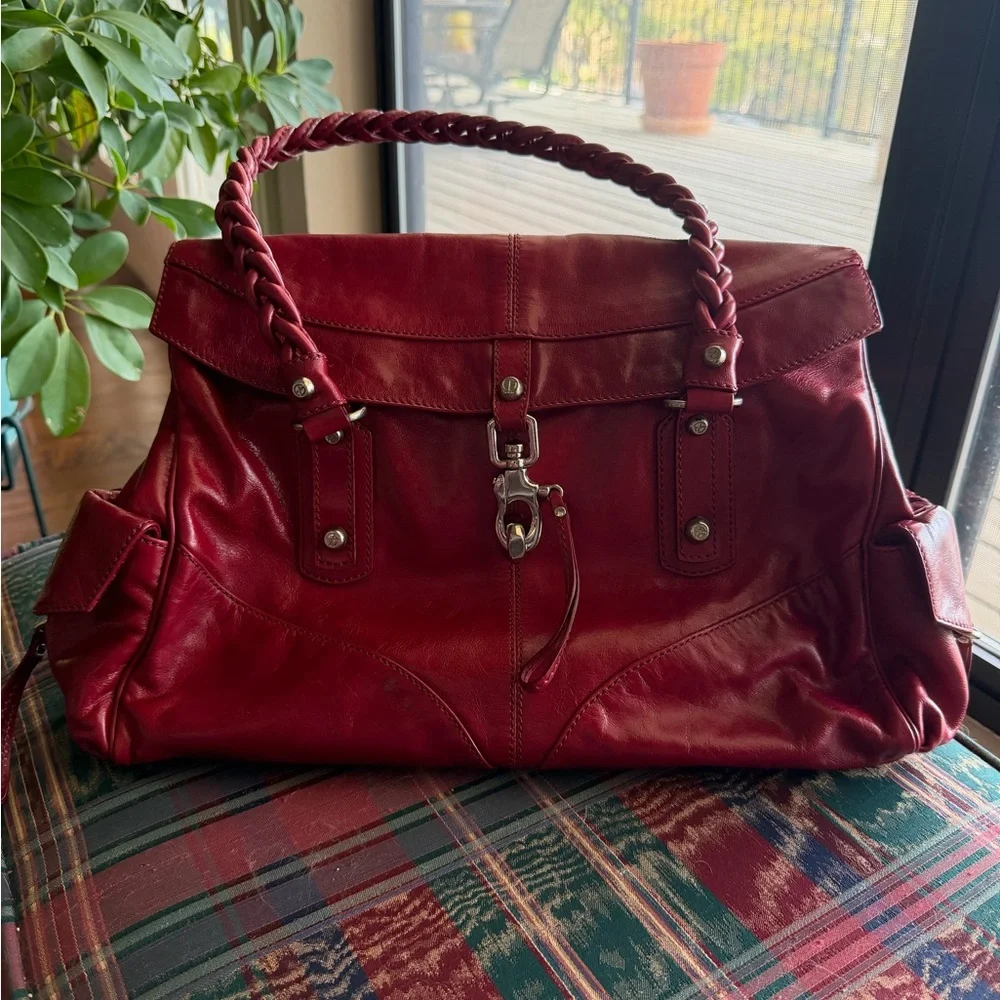 Francesco Biasia Red Leather Handbag Satchel Purse: MINT condition 💄👠 - Picture 9 of 9